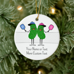 Custom Pickleball Couple Weihnachten Keramik Ornament