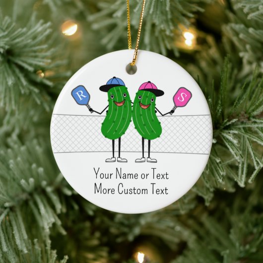 Custom Pickleball Couple Weihnachten Keramik Ornament (Baum)
