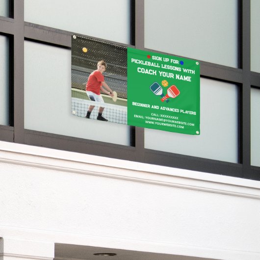 Custom Pickleball Gecoacht Klassenunterricht Grün Banner (Äußeres Gebäude)