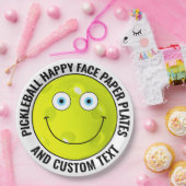 Custom Pickleball Party BLUE EYES Happy Face 9" Pappteller (Party)