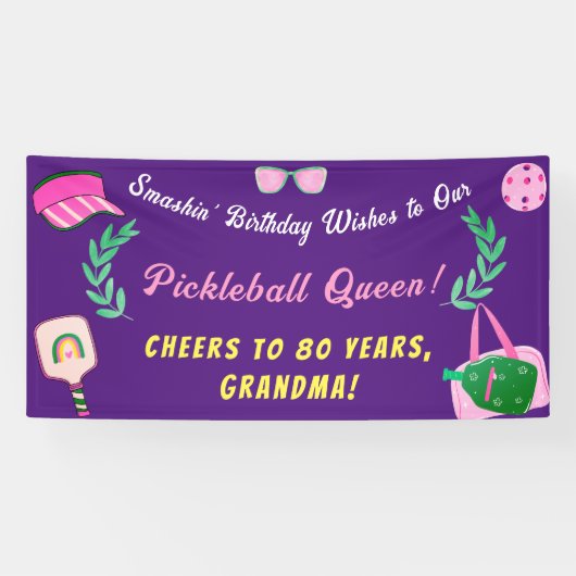 Custom Pickleball Queen Birthday Banner (Horizontal)