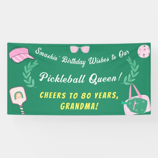 Custom Pickleball Queen Birthday Banner (Horizontal)
