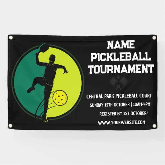 Custom Pickleball Turnier Meisterschaft Schwarz Banner (Horizontal)