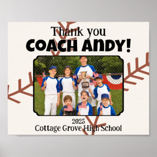 Custom Picture Baseball Coach Dankeschön Geschenk Poster