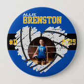 Custom Picture Blue Yellow Volleyball Player Button (Vorderseite)