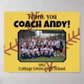Custom Picture Softball Coach Dankeschön Geschenk Poster (Vorne)