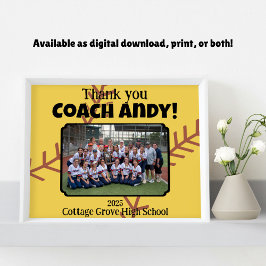 Custom Picture Softball Coach Dankeschön Geschenk Poster