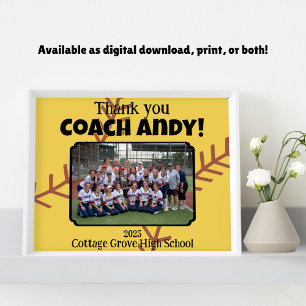 Custom Picture Softball Coach Dankeschön Geschenk Poster