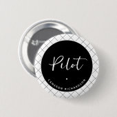 Custom Pilot Aviation School Abschluss Elegant Button (Vorne & Hinten)