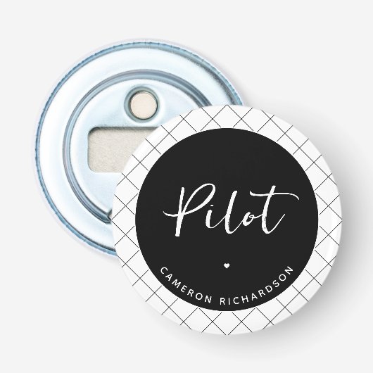 Custom Pilot Aviation School Abschluss Elegant Flaschenöffner (Vorderseite)