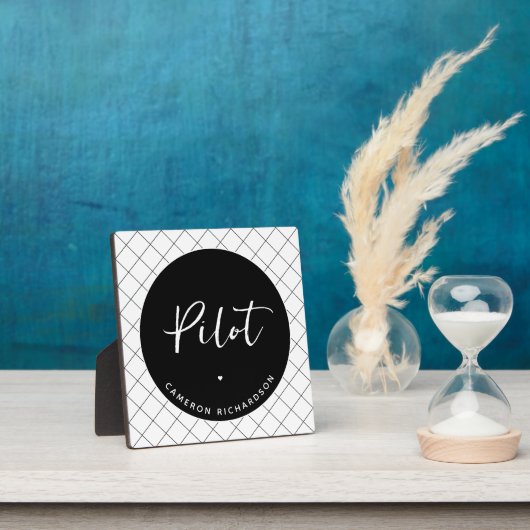 Custom Pilot Aviation School Abschluss Elegant Fotoplatte (InSitu)