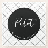 Custom Pilot Aviation School Abschluss Elegant Glasuntersetzer (Vorderseite)