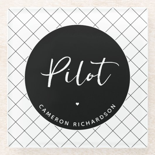 Custom Pilot Aviation School Abschluss Elegant Glasuntersetzer (Vorderseite)