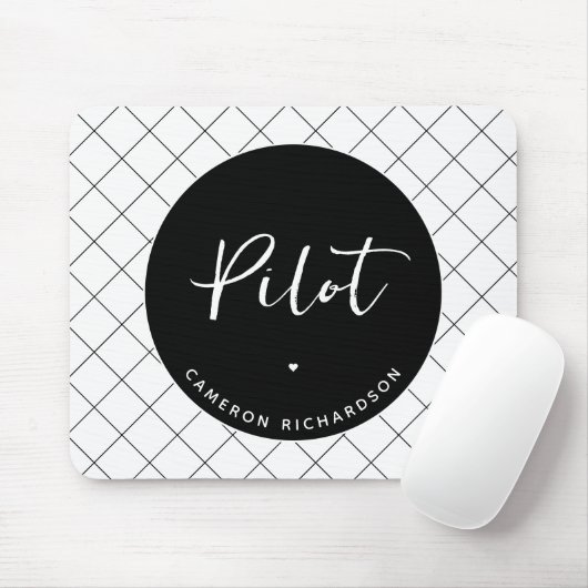 Custom Pilot Aviation School Abschluss Elegant Mousepad (Mit Mouse)