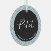 Custom Pilot Aviation School Abschluss Elegant Ornament Aus Glas (Vorderseite Rechts)