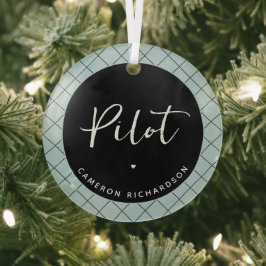 Custom Pilot Aviation School Abschluss Elegant Ornament Aus Glas