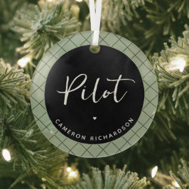 Custom Pilot Aviation School Abschluss Elegant Ornament Aus Glas