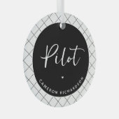 Custom Pilot Aviation School Abschluss Elegant Ornament Aus Glas (Vorderseite Rechts)