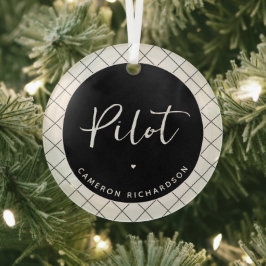 Custom Pilot Aviation School Abschluss Elegant Ornament Aus Glas