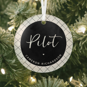 Custom Pilot Aviation School Abschluss Elegant Ornament Aus Glas