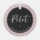 Custom Pilot Aviation School Abschluss Elegant Ornament Aus Glas (Vorderseite)