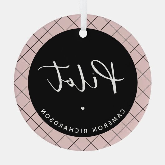 Custom Pilot Aviation School Abschluss Elegant Ornament Aus Glas (Rückseite)