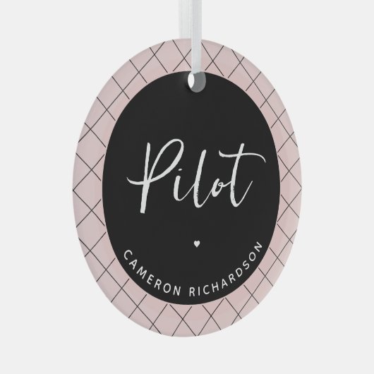 Custom Pilot Aviation School Abschluss Elegant Ornament Aus Glas (Vorderseite Rechts)