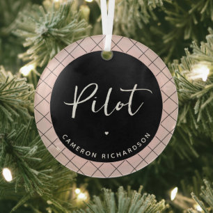 Custom Pilot Aviation School Abschluss Elegant Ornament Aus Glas