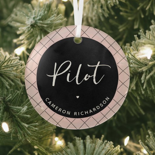 Custom Pilot Aviation School Abschluss Elegant Ornament Aus Glas (InSitu)