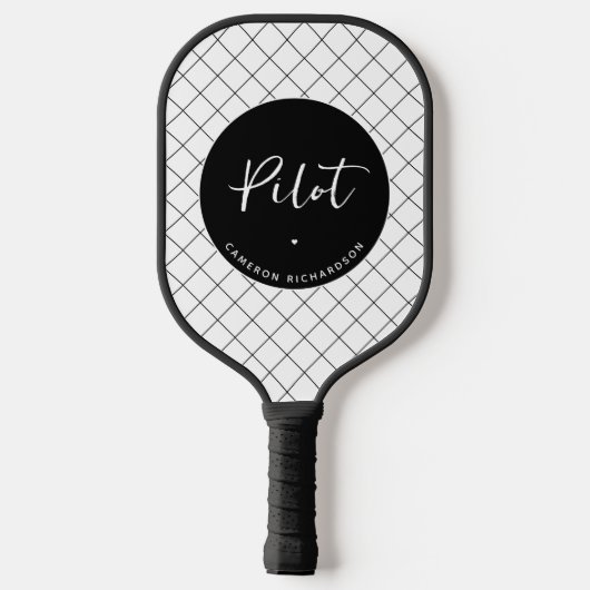 Custom Pilot Aviation School Abschluss Elegant Pickleball Schläger (Rückseite)