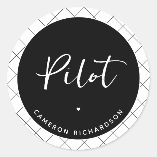 Custom Pilot Aviation School Abschluss Elegant Runder Aufkleber (Vorderseite)