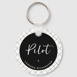 Custom Pilot Aviation School Abschluss Elegant Schlüsselanhänger