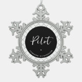 Custom Pilot Aviation School Abschluss Elegant Schneeflocken Zinn-Ornament (Vorderseite)