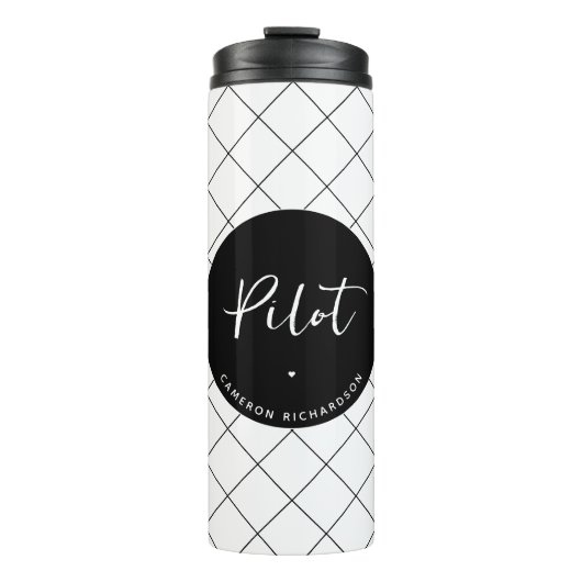 Custom Pilot Aviation School Abschluss Elegant Thermosbecher (Vorderseite)