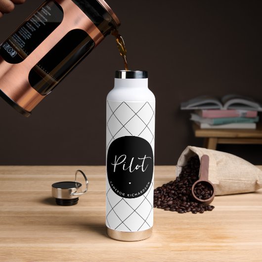 Custom Pilot Aviation School Abschluss Elegant Trinkflasche (Kaffee)