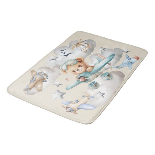 Custom Pilot Teddy Bär Badematte (Schrägansicht)