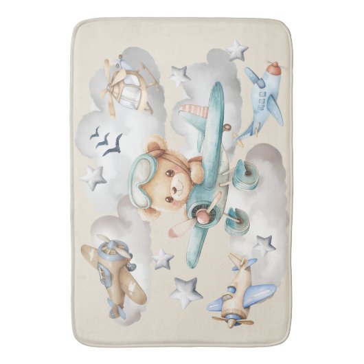 Custom Pilot Teddy Bär Badematte (Vorderseite Vertikal)