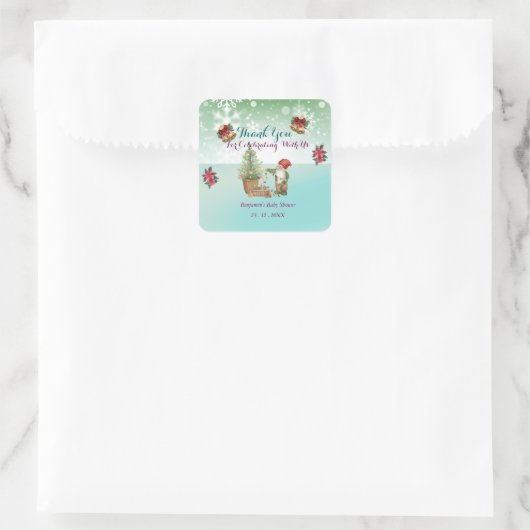 Custom Pine Star Baby Dusche Quadratischer Aufkleber (Tasche)