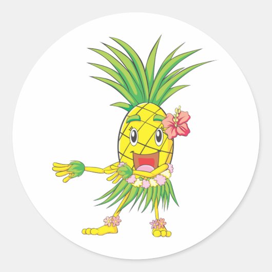 Custom Pineappel Hula Dancer Tanz Runder Aufkleber (Vorderseite)