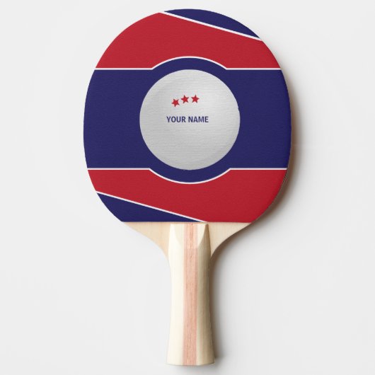 Custom Ping Pong Paddle, Red and Blue Sporty. Tischtennis Schläger (Vorderseite)