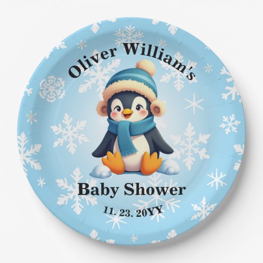 Custom Pinguin Baby Dusche Teller (Vorderseite)