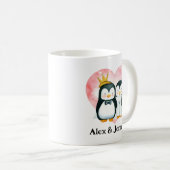 Custom Pinguin Couple Wedding Personalisiert Kaffeetasse (VorderseiteRechts)