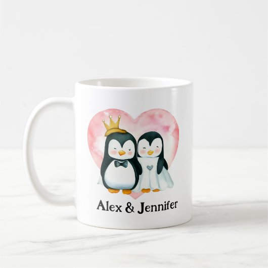 Custom Pinguin Couple Wedding Personalisiert Kaffeetasse (Links)