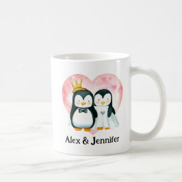 Custom Pinguin Couple Wedding Personalisiert Kaffeetasse