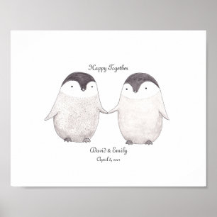 Custom Pinguin Poster Niedliche Pinguine Kunst für