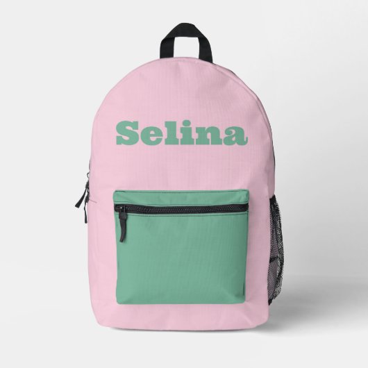 Custom Pink and Mint Green Bedruckter Rucksack (Vorderseite)