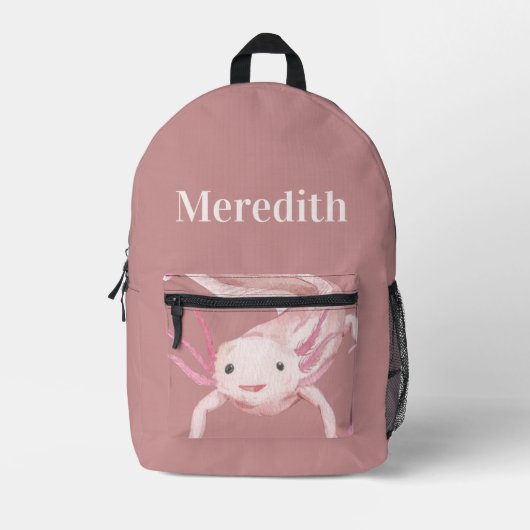 Custom Pink Axolotl Backpack Bedruckter Rucksack (Vorderseite)
