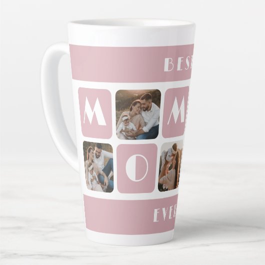 Custom Pink Best Mommy Ever Foto Latte Tasse (Linke Ecke)