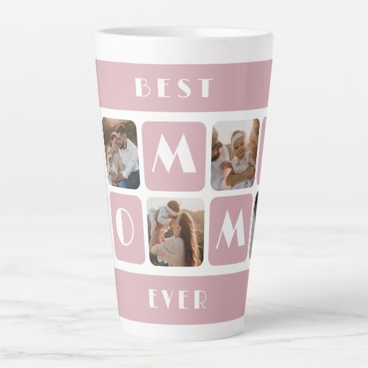 Custom Pink Best Mommy Ever Foto Latte Tasse (Vorderseite)