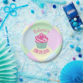 Custom Pink Birthday Cupcake Personalised Pappteller (Party)
